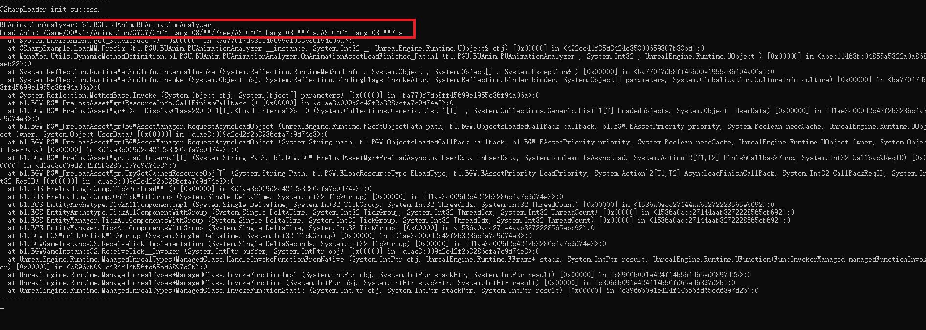 触发 Lang_08 的 Motion Matching 资产加载，资产名为 AS_GYCY_Lang_08_MMF_s
